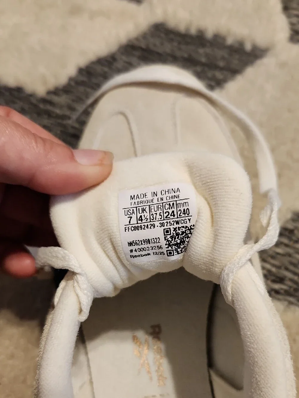 Reebok Cream Suede Sneakers with Green Heel Accent